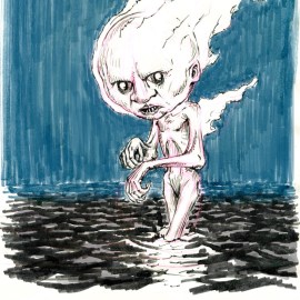 João Galafuz, a character/creature from brazilian folklore. A fire ball or a light under the sea waves near the shore can be this goblin. It is said to bring misfortune to those that see him. Some say he was once a man.