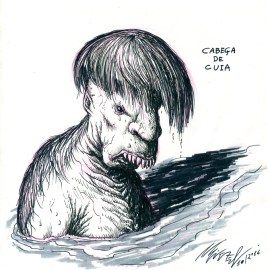 Cabeça de Cuia (Bowl Head), creature from brazilian folklore. A cursed boy which was turned into an aggressive hideous amphibious creature that inhabits a river in northeastern Brazil. It needs to eat certain types of women every 10 years or so in order to cure its curse.